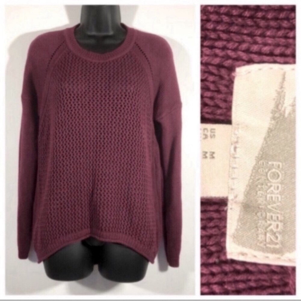 Forever 21 Women’s Size Medium Maroon color pullover Sweater hi low rolled hem
